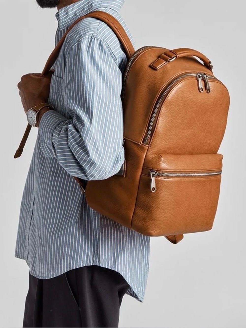 Shinola Detroit Runwell Leather Backpack - Tan Natural Grain